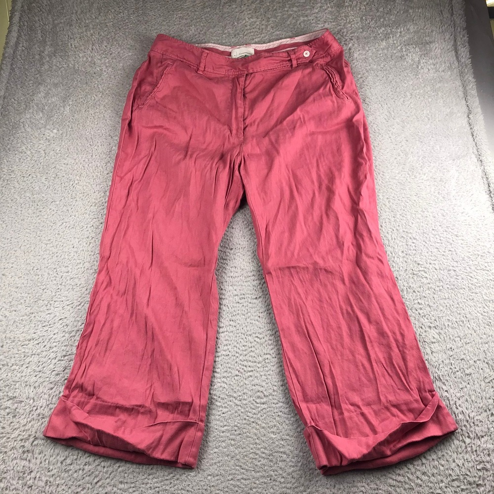 Anthropologie + Pants Womens 18W (39x26) Pink Linen Blend Wide Leg Cropped Cuff